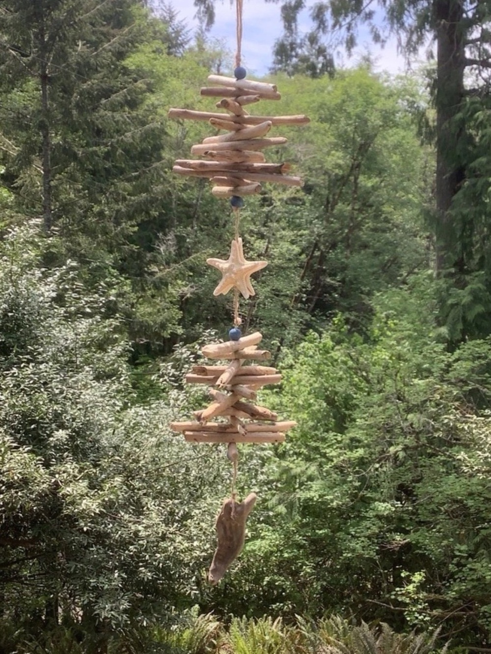 Driftwood Art, Driftwood & Starfish Mobile, Driftwood Coastal Decor - Picture 6 of 6